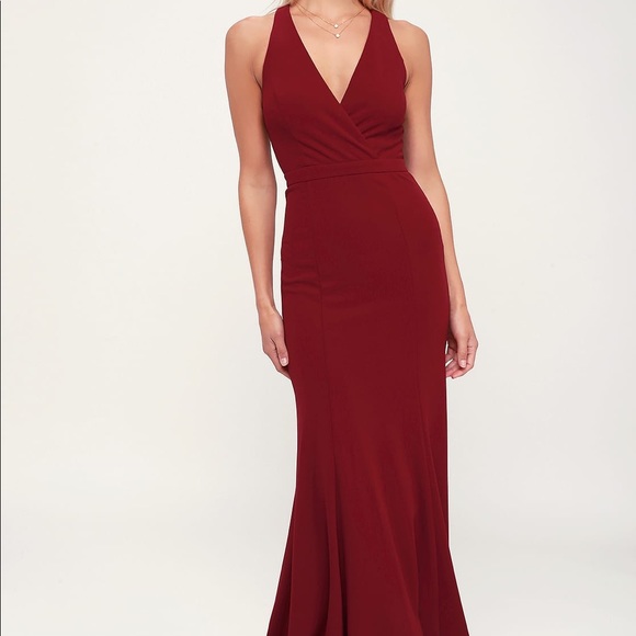 Lulu’s SIENNA WINE RED TWIST BACK MAXI DRESS - Picture 3 of 6
